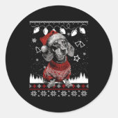 Cute Dachshund Christmas Wearing Sweater Funny Xma Ronde Sticker (Voorkant)
