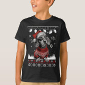 Cute Dachshund Christmas Wearing Sweater Funny Xma T-shirt (Voorkant)