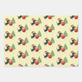 Cute Dachshund Christmas Wrapping Paper Set of 3 