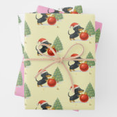 Cute Dachshund Christmas Wrapping Paper Set of 3  (In situ)