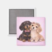 Cute Dachshund Couple Valentine Illustration Magneet (Voorkant / Achterkant)