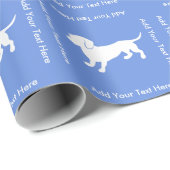 Cute Dachshund Custom Blue Birthday Doxies Cadeaupapier (Rol Hoek)