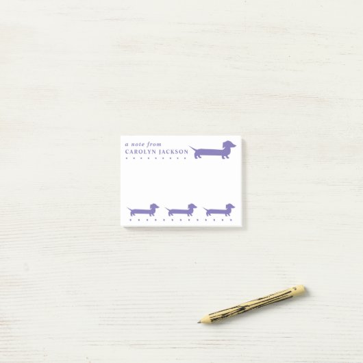 Cute Dachshund Custom Paars Post-it® Notes (Op bureau)