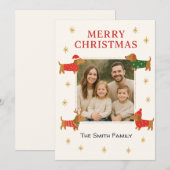 Cute Dachshund Customizable Photo Christmas Card Feestdagenkaart (Voorkant / Achterkant)