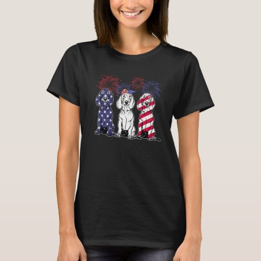 Cute Dachshund Dog American Flag 4th Of July Usa T-shirt (Voorkant)