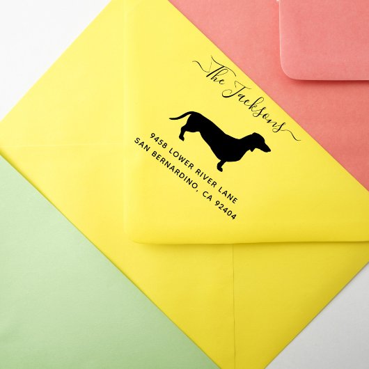 Cute Dachshund Dog Family Return Address Rubberstempel