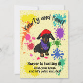 Cute Dachshund Dog Fun Art Birthday Party Invite Kaart (Voorkant)