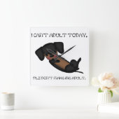 Cute Dachshund Dog Funny Black en Tan Puppy Vierkante Klok (Huis)
