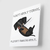 Cute Dachshund Dog Funny Black en Tan Puppy Vierkante Klok (Hoek)