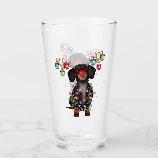 Cute Dachshund Dog Funny kerstfeestcadeaus Glas (Voorkant)