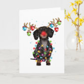 Cute Dachshund Dog Funny kerstfeestcadeaus Kaart (Gele Bloem)