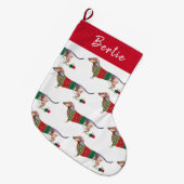 Cute Dachshund Dog in de kerstjumper van Knesset Grote Kerstsok (Voorkant (Hangend))