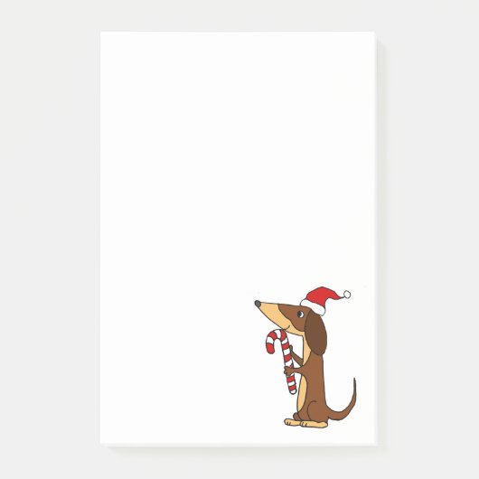 Cute Dachshund Dog in Santa hat Kerstmis Cartoon Post-it® Notes (Voorkant)