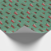 Cute Dachshund Dog kerstcadeaupapier Cadeaupapier (Hoek)