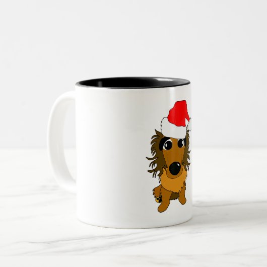 Cute Dachshund Dog Kerstkerstkerstkerstkerstkerstk Tweekleurige Koffiemok (Voorkant links)