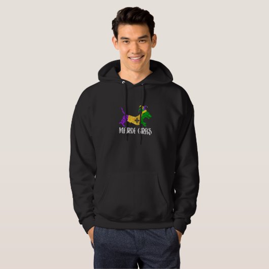 Cute Dachshund Dog Lover Mardi Gras Party Jester M Hoodie (Voorkant volledig)