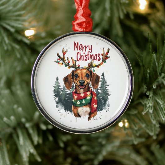 Cute Dachshund Dog Metalen Ornament (Boom)
