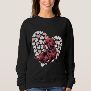 Cute Dachshund Dog on Heart Background Trui