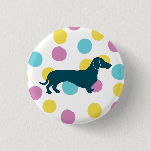 Cute Dachshund Dog Paars Pink Blue Marmer Ronde Button 3,2 Cm (Voorkant)