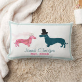 Cute Dachshund Dog Passen getrouwd Monogram Kussen (Deken)