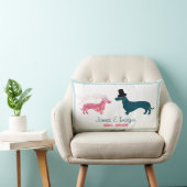 Cute Dachshund Dog Passen getrouwd Monogram Kussen (Stoel)