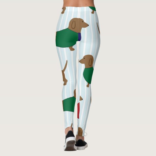Cute Dachshund Dog Print Leggings (Achterkant)