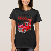 Cute Dachshund Dog Red Truck Happy Valentine's Day T-shirt (Voorkant)