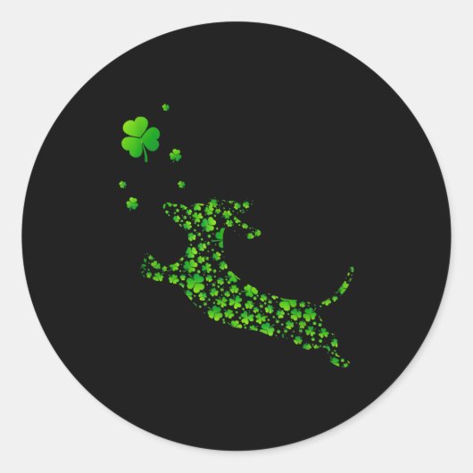 Cute Dachshund Dog With Irish Shamrock St Patricks Ronde Sticker (Voorkant)