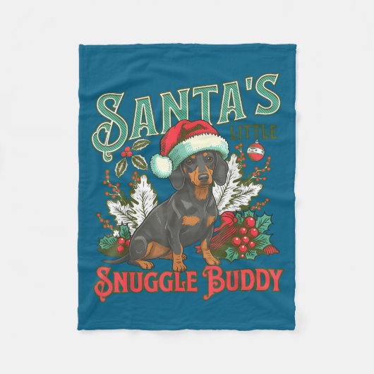 Cute Dachshund Dogs Christmas Lights Santa Holiday Fleece Deken (Voorkant)