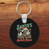Cute Dachshund Dogs Christmas Lights Santa Holiday Sleutelhanger (Voorkant)