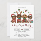 Cute Dachshund Dogs Christmas Party Kaart (Voorkant)