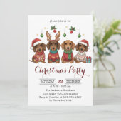 Cute Dachshund Dogs Christmas Party Kaart (Staand voorkant)