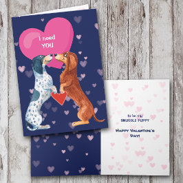 Cute Dachshund Dogs in Love Valentijn Feestdagen Kaart