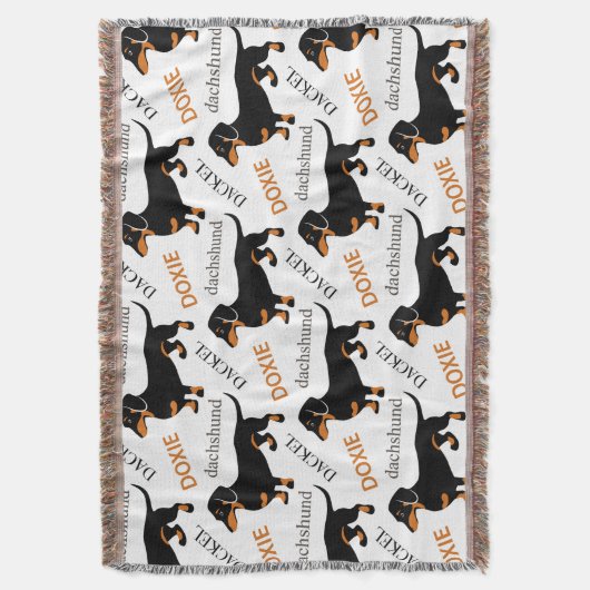 Cute Dachshund Doxie Dog Pattern Deken (Voorkant Verticaal)