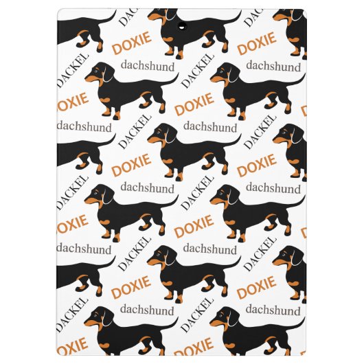 Cute Dachshund Doxie Dog Pattern Klembord (Achterkant)