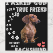 Cute Dachshund Doxie Girl Gifts Dachshund Mama Wijn Etiket (Enkel label)