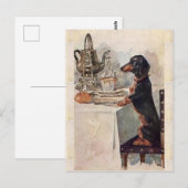  Cute Dachshund Drink Tea Briefkaart (Voorkant / Achterkant)