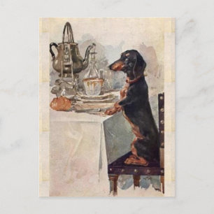 Cute Dachshund Drink Tea Briefkaart