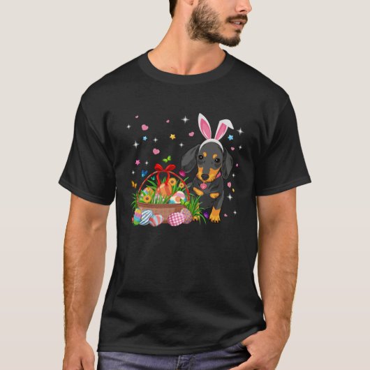 Cute Dachshund Easter Day Bunny Eggs Easter Costum T-shirt (Voorkant)