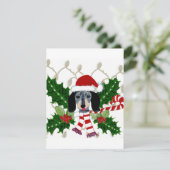 Cute Dachshund en Holly Wreath Kerstgroet Feestdagenkaart (Staand voorkant)