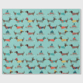 Cute dachshund en leisteen met cadeaus cadeaupapier (Vlak)