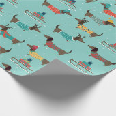 Cute dachshund en leisteen met cadeaus cadeaupapier (Hoek)