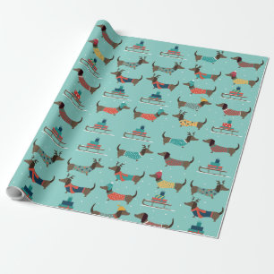 Cute dachshund en leisteen met cadeaus cadeaupapier