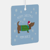 Cute Dachshund-fotokerstmis Metalen Ornament (Voorkant Rechts)