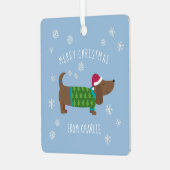 Cute Dachshund-fotokerstmis Metalen Ornament (Voorkant links)