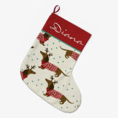 Cute Dachshund Grote Kerstsok (Voorkant (Hangend))