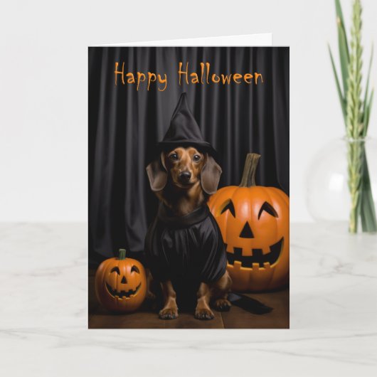 Cute Dachshund Halloween Kaart (Voorkant)