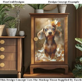 Cute Dachshund Hond, Bosgrond, Bladeren CF9 Découp Tissuepapier
