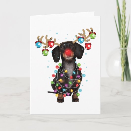 Cute Dachshund-hond Grappige Kerstcadeaus Kaart (Voorkant)