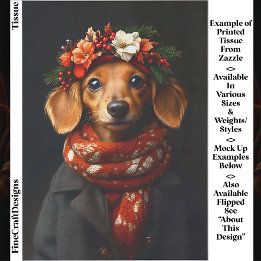 Cute Dachshund Hond in Feestelijke Sjaal ED9R Deco Tissuepapier